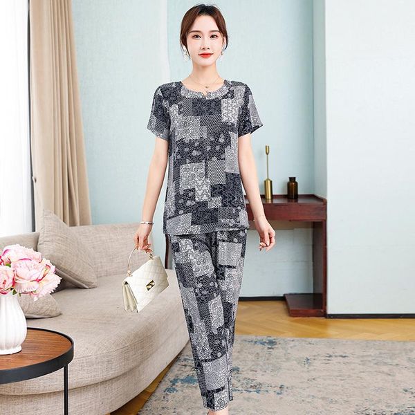 pants middleaged women clothing summer 2 piece sets womens new short sleeve tshirt and harem pants loose woman suit, White
pants middleaged women clothing summer 2 piece sets womens new short sleeve tshirt and harem pants loose woman suit, White