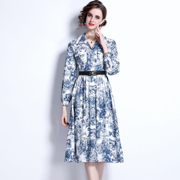 2023 spring new item european station fashion women's large-sleeved long-sleeved lapel single-breasted print dress e211, Black;gray
2023 spring new item european station fashion women's large-sleeved long-sleeved lapel single-breasted print dress e211, Black;gray