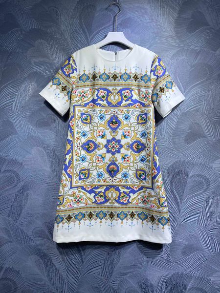 women's dress 2023 spring/summer beaded dress original designer fashion printed round neck short sleeve elegant dress, Black
women's dress 2023 spring/summer beaded dress original designer fashion printed round neck short sleeve elegant dress, Black