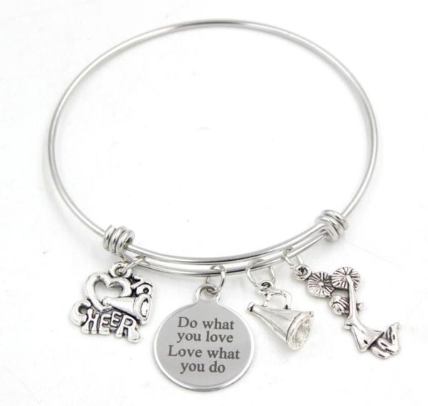 new arrival i love cheering megaphone bracelets fashion stainless steel bangle expandable wire bangle jewelry cheerleader bracelet6215035, Golden;silver
new arrival i love cheering megaphone bracelets fashion stainless steel bangle expandable wire bangle jewelry cheerleader bracelet6215035, Golden;silver