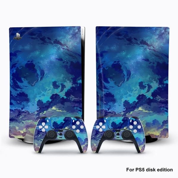 Image of For PS5 Console Disk Edition Carbon Fiber Skin Decal Cover for PlayStation 5 Console Glaxy Sticker For PS5 Accessories