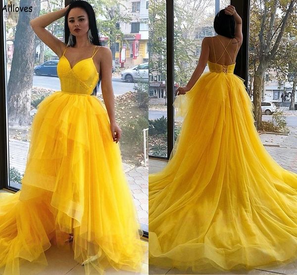 bright yellow spaghetti straps aso ebi prom dresses a line sequins tiered tulle plus size formal evening gowns hi-lo criss cross straps girl, Black
bright yellow spaghetti straps aso ebi prom dresses a line sequins tiered tulle plus size formal evening gowns hi-lo criss cross straps girl, Black