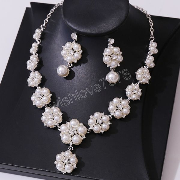 exquisite crystal flower pearl jewelry sets for women wedding party jewelry accessories stud earrings & necklace set gift, Silver
exquisite crystal flower pearl jewelry sets for women wedding party jewelry accessories stud earrings & necklace set gift, Silver