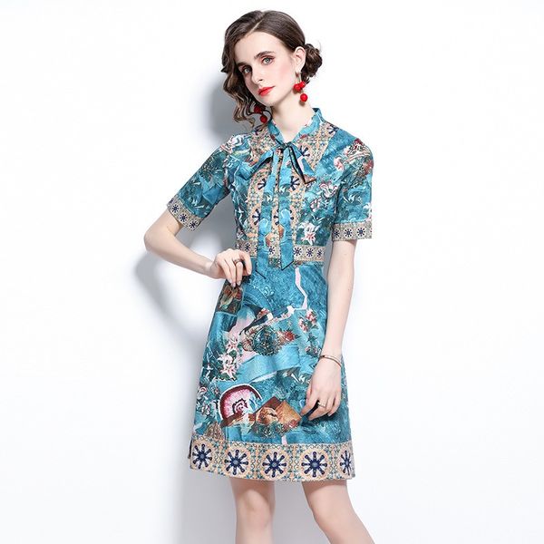 2023 summer new item european station fashion women's a-line skirt short sleeve floating tie positioning print dress e296, Black;gray
2023 summer new item european station fashion women's a-line skirt short sleeve floating tie positioning print dress e296, Black;gray
