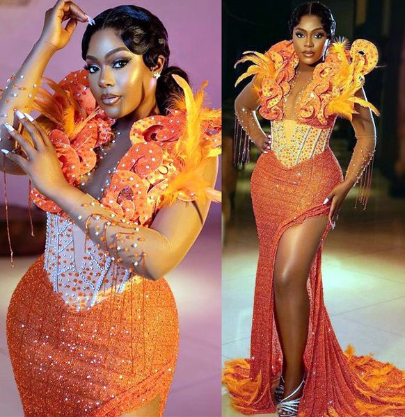 2023 may aso ebi orange mermaid prom dress feather beaded crystals evening formal party second reception birthday engagement gowns dresses r, Black
2023 may aso ebi orange mermaid prom dress feather beaded crystals evening formal party second reception birthday engagement gowns dresses r, Black