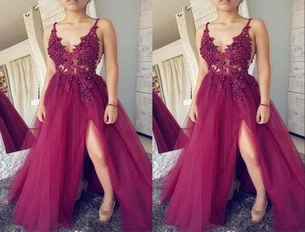 2020 new dark fuchsia deep v neck prom dresses lace tulle split formal evening dresses long party gowns 7173377953, Black
2020 new dark fuchsia deep v neck prom dresses lace tulle split formal evening dresses long party gowns 7173377953, Black