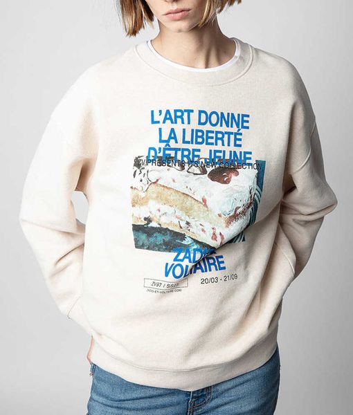 zadig voltaire 23ss designer sweatshirt fashion new cake white ink digital printing flower yarn inner fleece women round neck sweater, Black
zadig voltaire 23ss designer sweatshirt fashion new cake white ink digital printing flower yarn inner fleece women round neck sweater, Black