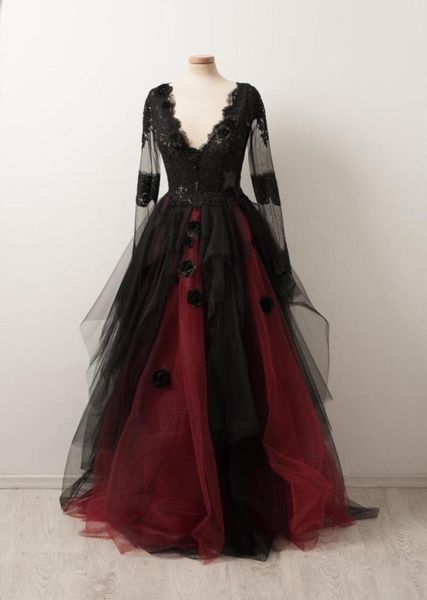 black and burgundy aline gothic wedding dresses long sleeves low v neck sheer sleeved non white vintage bridal gowns custom1632399
black and burgundy aline gothic wedding dresses long sleeves low v neck sheer sleeved non white vintage bridal gowns custom1632399