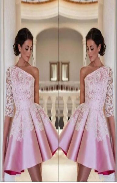 one shoulder satin a line homecoming dresses 2018 elegant pink lace applique short party prom evening dresses ba2921 custom4500505, Blue;pink
one shoulder satin a line homecoming dresses 2018 elegant pink lace applique short party prom evening dresses ba2921 custom4500505, Blue;pink