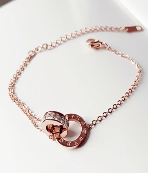 simple titanium steel roman digital bracelet personality gold rose gold jewelry girlfriends charm bracelets with women girl bangle5626834, Golden;silver