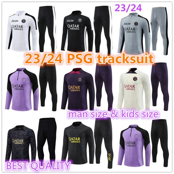 23 24 psgs mbappe soccer jerseys tracksuit 2023 2024 classic style paris kids training suit half zipper long sleeve sergio ramos verratti ic, Black
23 24 psgs mbappe soccer jerseys tracksuit 2023 2024 classic style paris kids training suit half zipper long sleeve sergio ramos verratti ic, Black