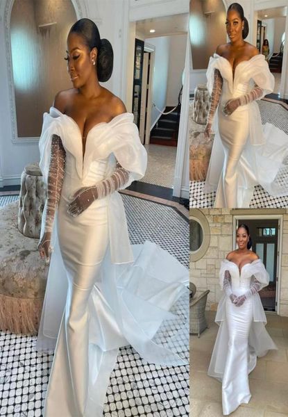 simple satin mermaid wedding dress with removable long sleeve couture plus size beads bride party dress celebrity bridal gowns2567638, White
simple satin mermaid wedding dress with removable long sleeve couture plus size beads bride party dress celebrity bridal gowns2567638, White