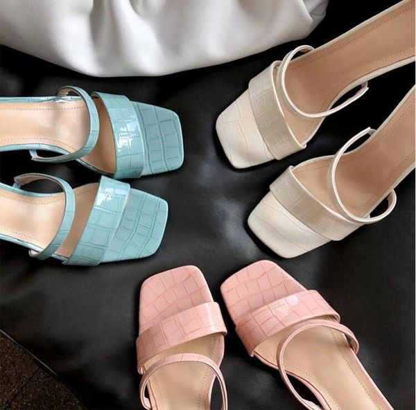 french square toe sandals 2021 summer retro stone pattern thickheeled highheeled slipperswhite pink blue3156898, Black
french square toe sandals 2021 summer retro stone pattern thickheeled highheeled slipperswhite pink blue3156898, Black