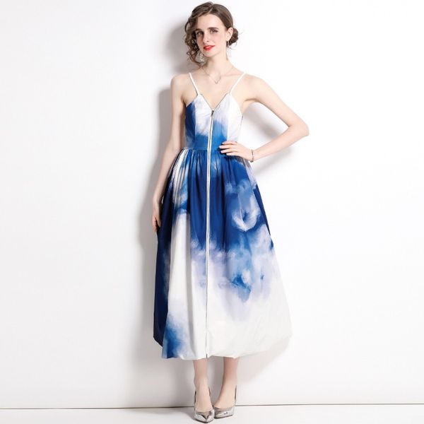 2023 new summer european station fashion women's dress long sleeveless v-neck ink blue sling dress, Black;gray
2023 new summer european station fashion women's dress long sleeveless v-neck ink blue sling dress, Black;gray