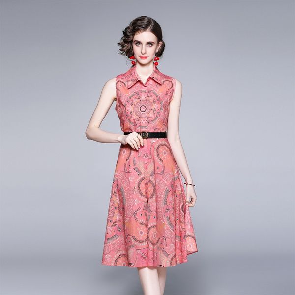 2023 summer new item european station fashion women's big skirt sleeveless lapel temperament print dress e289, Black;gray
2023 summer new item european station fashion women's big skirt sleeveless lapel temperament print dress e289, Black;gray
