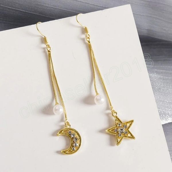asymmetric pendant moon star drop earrings for women fashion pearl crystal tassel long dangle earrings party jewelry girls gift, Silver
asymmetric pendant moon star drop earrings for women fashion pearl crystal tassel long dangle earrings party jewelry girls gift, Silver