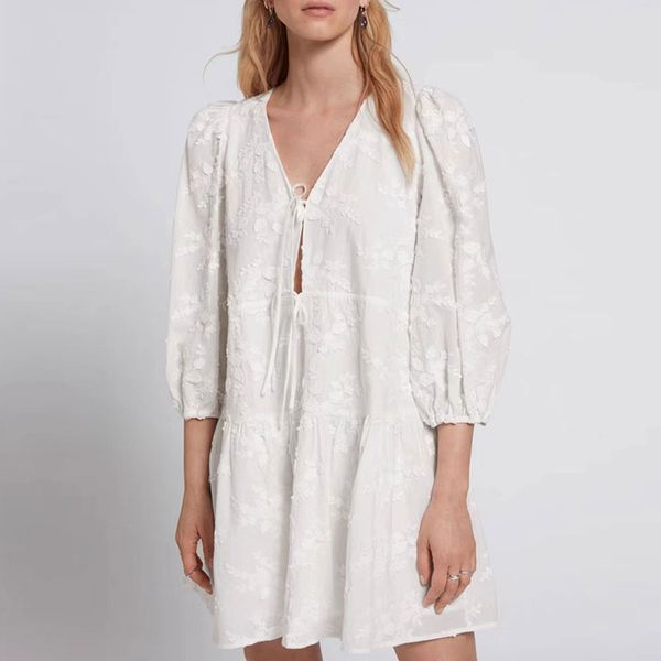 2023 designer dress women summer dress 3d embroidery french style style style lace up bubble sleeves white v-neck high waisted dress, Black;gray
2023 designer dress women summer dress 3d embroidery french style style style lace up bubble sleeves white v-neck high waisted dress, Black;gray