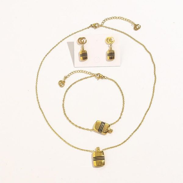 fashion earring bracelet necklace jewelry sets double letters vintage oil dripping perfume bottle letter jewelry set women men titanium stee, Black
fashion earring bracelet necklace jewelry sets double letters vintage oil dripping perfume bottle letter jewelry set women men titanium stee, Black