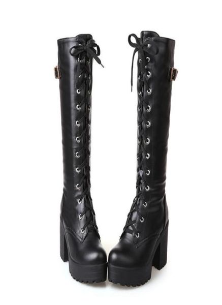 gothic square chunky block high heels riding boots women lace up thick platform rock punk cosplay knee high boots shoes7584729, Black
gothic square chunky block high heels riding boots women lace up thick platform rock punk cosplay knee high boots shoes7584729, Black