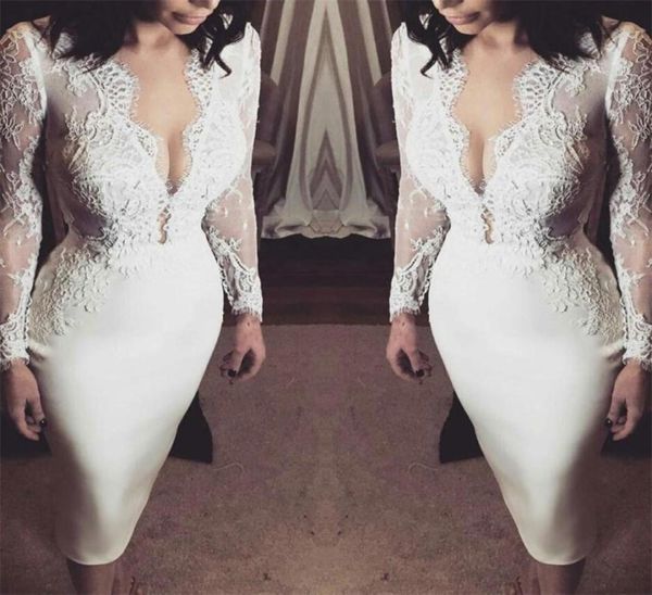 2021 short mermaid wedding dresses long sleeves lace applique satin scalloped v neck custom made beach wedding gown vestido de nov6396473, White
2021 short mermaid wedding dresses long sleeves lace applique satin scalloped v neck custom made beach wedding gown vestido de nov6396473, White