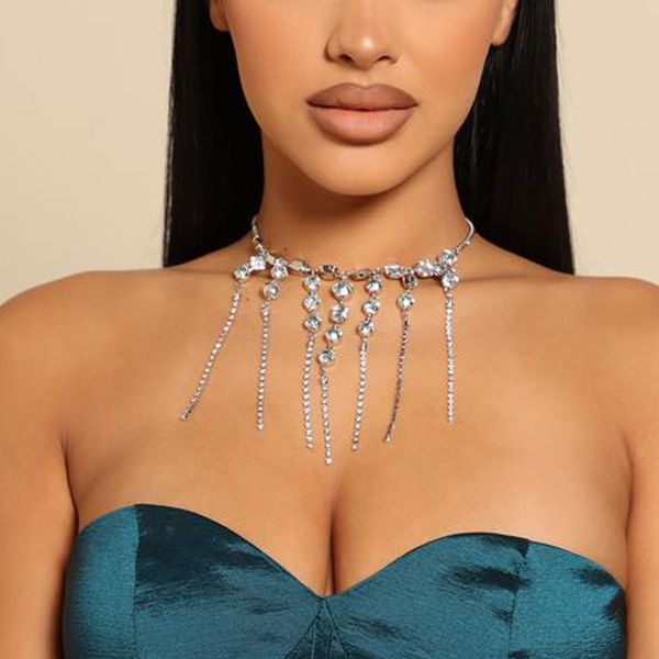 luxury temperament exaggerated tassel necklace shining street beat full diamond necklace unique design accessories female necklace, Silver
luxury temperament exaggerated tassel necklace shining street beat full diamond necklace unique design accessories female necklace, Silver
