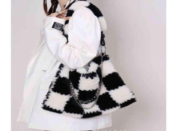 checkerboard design women soft plush shoulder bag fashion ladies faux fur chain handbags large capacity female furry tote bags7309382
checkerboard design women soft plush shoulder bag fashion ladies faux fur chain handbags large capacity female furry tote bags7309382