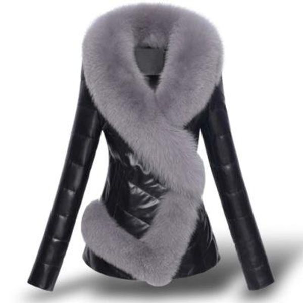 fur fashion women leather jacket short faux fox fur collar slim thick warm winter coat overcoat motorcycle clothing, Black
fur fashion women leather jacket short faux fox fur collar slim thick warm winter coat overcoat motorcycle clothing, Black