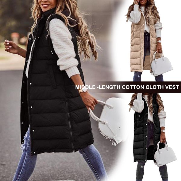 vests new women's long winter coat vest hooded sleeveless warm coat pockets cotton quilted vest soft female quilted coat outdoor, Black;white
vests new women's long winter coat vest hooded sleeveless warm coat pockets cotton quilted vest soft female quilted coat outdoor, Black;white