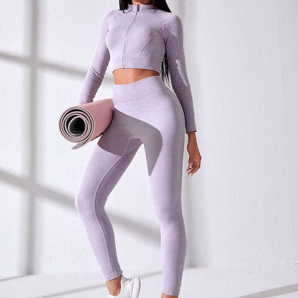 seamless sportswear yoga suit set women's zipper tight long sleeve high waist sports fitness suit set s, Gray
seamless sportswear yoga suit set women's zipper tight long sleeve high waist sports fitness suit set s, Gray
