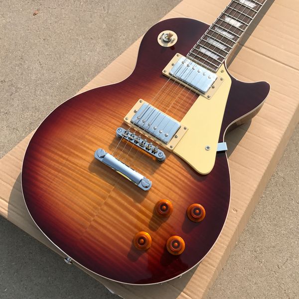 mahogany fingerboard electric guitar, dark sun burst flame maple solid mahogany body, chrome hardware, ing
mahogany fingerboard electric guitar, dark sun burst flame maple solid mahogany body, chrome hardware, ing