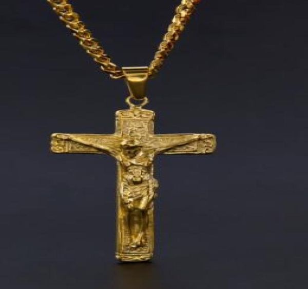 men039s stainless steel gold color jesus cross christ crucifix pendant with 5mm cuban chain necklace fashion hip hop jewelry9488625
men039s stainless steel gold color jesus cross christ crucifix pendant with 5mm cuban chain necklace fashion hip hop jewelry9488625