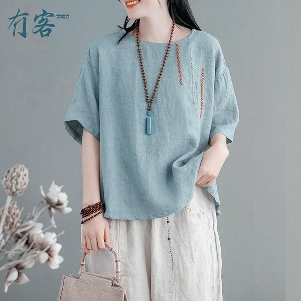 t-shirt women's blouses and shirts cotton linen vintage loose short sleeve pullover female oneck embroidered summer top, White
t-shirt women's blouses and shirts cotton linen vintage loose short sleeve pullover female oneck embroidered summer top, White