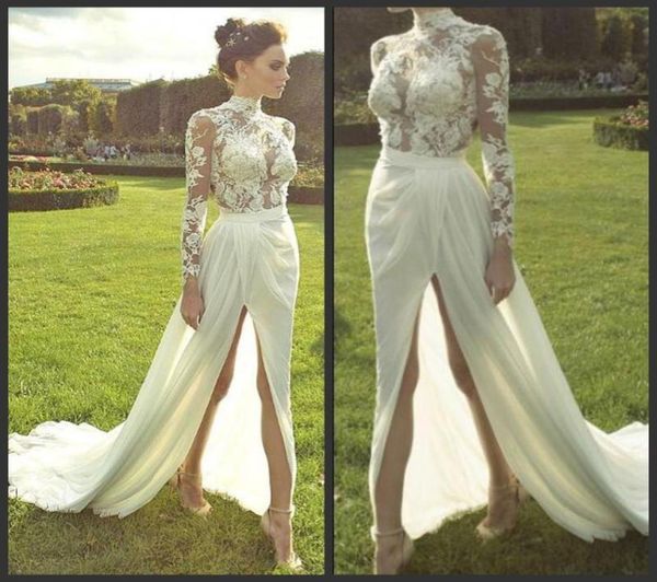 charming illusion long sleeves wedding dresses high neck lace bridal gowns side split chiffon sweep train wedding gowns 5423373, White
charming illusion long sleeves wedding dresses high neck lace bridal gowns side split chiffon sweep train wedding gowns 5423373, White