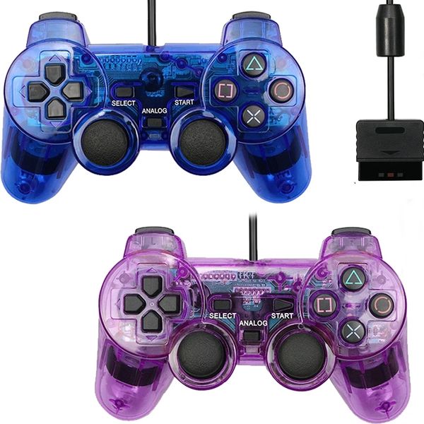 Image of Transparent Color Wired Controller For PS2 /PS1 Console Vibration Joystick Gamepad Joypad For Sony Playstation2 mando Controller
