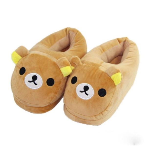 

rilakkuma cartoon home slippers womanmen couples shoes indoor floor nonslip slides ladies winter keep warm cotton w2203309554907, Black