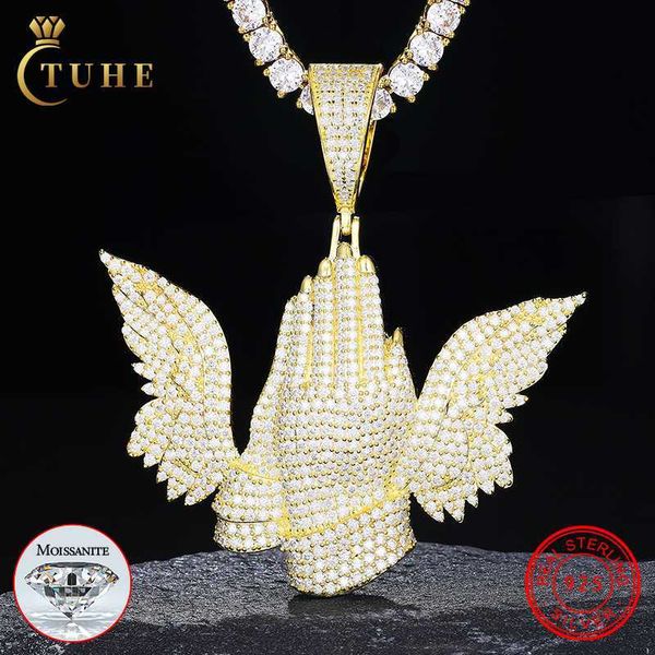 wholesale 925 sterling silver round brilliant cut vvs moissanite iced out wing praying hand pendant with rope chain
wholesale 925 sterling silver round brilliant cut vvs moissanite iced out wing praying hand pendant with rope chain
