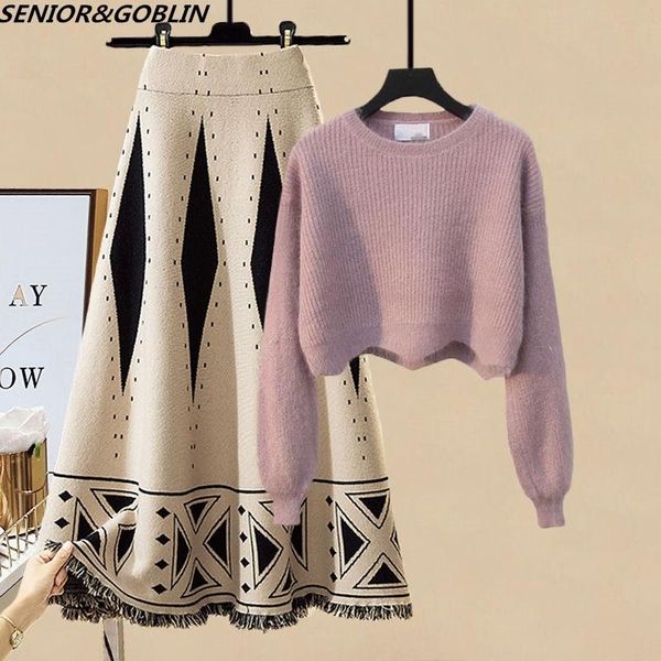 dress new women's knit sweater 2 piece set fashion wavy hem long sleeve pullover crop tassel hem skirt suit knitted twins set, White
dress new women's knit sweater 2 piece set fashion wavy hem long sleeve pullover crop tassel hem skirt suit knitted twins set, White