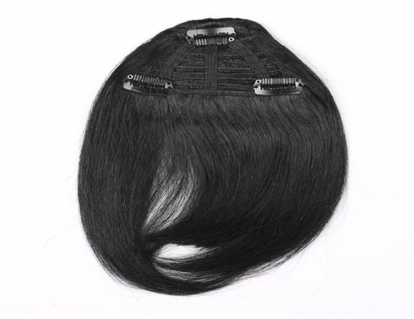 

7 inch color black brown and blonde combination human hair extension fringe hair clips in easy apply 3 clips pcs human hair bangs9382653