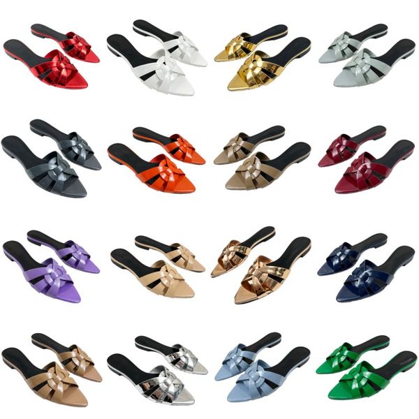 summer women's slippers patent leather beach shoes classic letter brand designer shoes pointed toe sandals flat heel slides luxury non, Black
summer women's slippers patent leather beach shoes classic letter brand designer shoes pointed toe sandals flat heel slides luxury non, Black