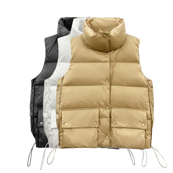 vests elegant stand collar pockets loose quilted down vest women korean fashion sleeveless casual warm jackets 2022 autumn winter, Black;white
vests elegant stand collar pockets loose quilted down vest women korean fashion sleeveless casual warm jackets 2022 autumn winter, Black;white