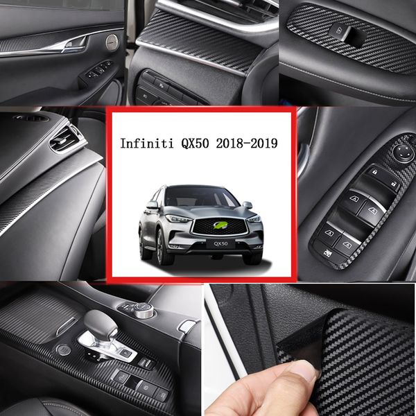car-styling 3d/5d carbon fiber car interior center console color change molding sticker decals for infiniti qx50 2018-2020
car-styling 3d/5d carbon fiber car interior center console color change molding sticker decals for infiniti qx50 2018-2020