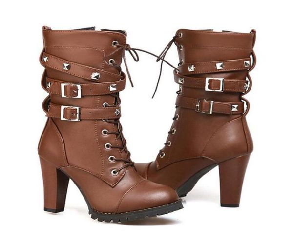 brand ladies shoes women boots high heels platform buckle zipper rivets sapatos femininos lace up leather boots size 34467161280, Black
brand ladies shoes women boots high heels platform buckle zipper rivets sapatos femininos lace up leather boots size 34467161280, Black