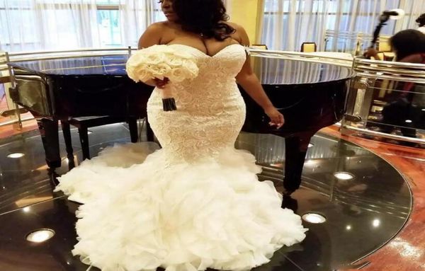 african plus size wedding dresses sweetheart ruffles mermaid wedding dress lace up back tulle and lace bridal gowns dubai arabic v6997756, White
african plus size wedding dresses sweetheart ruffles mermaid wedding dress lace up back tulle and lace bridal gowns dubai arabic v6997756, White