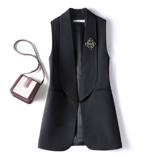 c5605 spring autumn women's casual blazer vest coat lapel collar sleeveless outerwear loose ol blazer coats waistcoat jacket with brooc, Black;brown
c5605 spring autumn women's casual blazer vest coat lapel collar sleeveless outerwear loose ol blazer coats waistcoat jacket with brooc, Black;brown