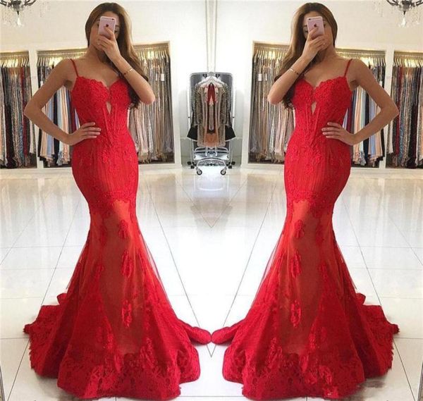 2018 red spaghetti straps lace appliques mermaid evening dresses floor length formal tulle prom party gowns fashion runway dr2347557, Black;red
2018 red spaghetti straps lace appliques mermaid evening dresses floor length formal tulle prom party gowns fashion runway dr2347557, Black;red