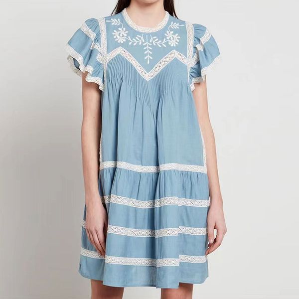 2023 designer dress women summer dress with lace embellishments embroidered cotton ruffles dress women designer clothing, Black;gray
2023 designer dress women summer dress with lace embellishments embroidered cotton ruffles dress women designer clothing, Black;gray