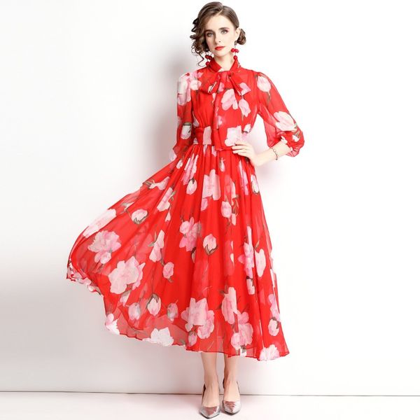 2023 spring women's red chiffon dress, casual lapel neck with large mid-sleeve tie, floral print, 3/4 sleeve, mid-calf length, sizes s-, Black;gray
2023 spring women's red chiffon dress, casual lapel neck with large mid-sleeve tie, floral print, 3/4 sleeve, mid-calf length, sizes s-, Black;gray