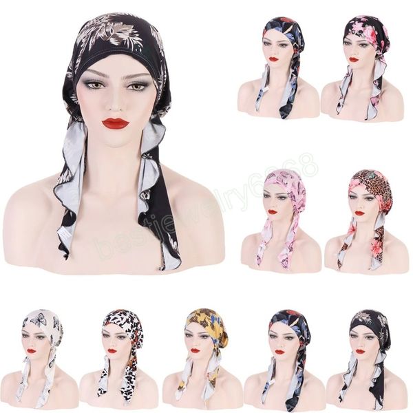 women muslim inner hijab floral pattern turban hat pre-tied elastic bandanas long tail cancer chemo cap headwear turbante mujer, Blue;gray
women muslim inner hijab floral pattern turban hat pre-tied elastic bandanas long tail cancer chemo cap headwear turbante mujer, Blue;gray