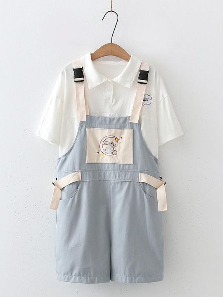 dress women overalls suit summer 2022 new student korean loose shortsleeved shirt + japanese cute short overalls twopiece set, White
dress women overalls suit summer 2022 new student korean loose shortsleeved shirt + japanese cute short overalls twopiece set, White