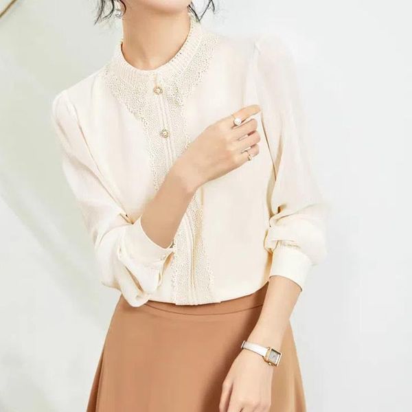 t-shirt satin shirt women's plus size spring and autumn new korean style fashion smooth drape lace stitching bottoming chiffon shirt, White
t-shirt satin shirt women's plus size spring and autumn new korean style fashion smooth drape lace stitching bottoming chiffon shirt, White